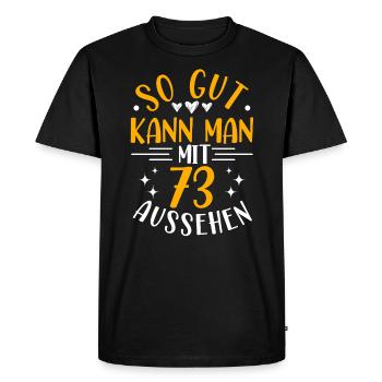 73e anniversaire femme homme, 73 ans anniversaire - T-shirt Premium bio Homme - noir - Devant - Nico (187cm)