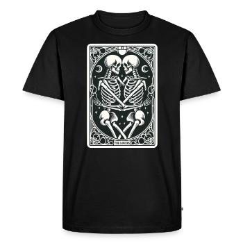 Tarot Card The Lovers VI, Tarot Card Skeletons - Men's Premium Organic T-Shirt - black - Front - Nico (187cm)