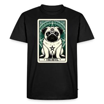 Tarot Card The Devil XV, Tarot Card Pug Dog - Men's Premium Organic T-Shirt - black - Front - Nico (187cm)