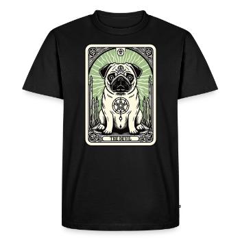 Tarot Card The Devil XV, Tarot Card Pug Dog - Men's Premium Organic T-Shirt - black - Front - Nico (187cm)