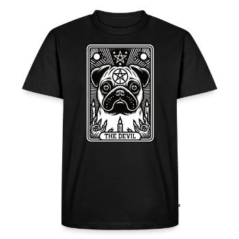 Tarot Card The Devil XV, Tarot Card Pug Dog - Men's Premium Organic T-Shirt - black - Front - Nico (187cm)
