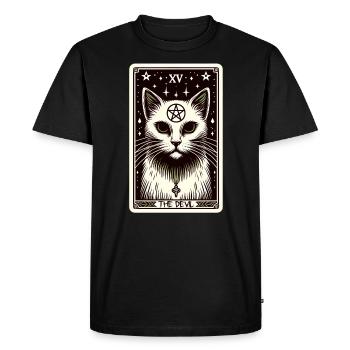 Tarot Card The Devil XV, Tarot Card Cat - Men's Premium Organic T-Shirt - black - Front - Nico (187cm)