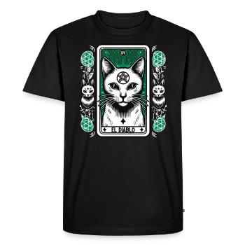 Tarot Card The Devil XV, Tarot Card Cat - Men's Premium Organic T-Shirt - black - Front - Nico (187cm)