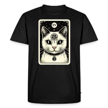 Tarot Card The Devil XV, Tarot Card Cat - Men's Premium Organic T-Shirt - black - Front - Nico (187cm)