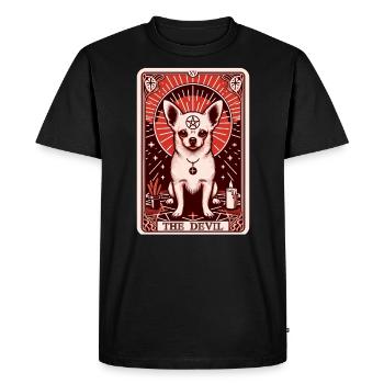 Tarot Card The Devil XV, Tarot Card Chihuahua - Men's Premium Organic T-Shirt - black - Front - Nico (187cm)