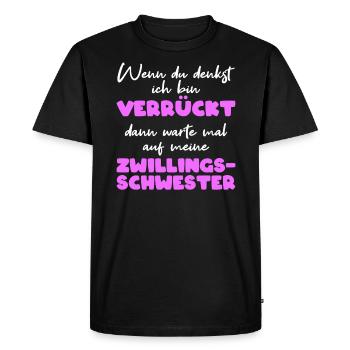 Jumeaux disant drôle de sœur jumelle - T-shirt Premium bio Homme - noir - Devant - Nico (187cm)