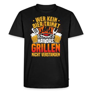 Bière, dicton buveur de bière, barbecue amateur de bière - T-shirt Premium bio Homme - noir - Devant - Nico (187cm)