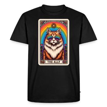 Carte de Tarot, Chat, L’Allié, Arc-en-ciel, Chat LGBTQ - T-shirt Premium bio Homme - noir - Devant - Nico (187cm)