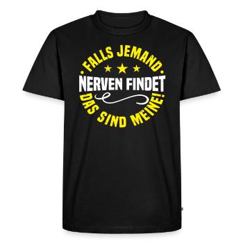 Sarcasm, in case someone finds nerves, sarcastic - Men's Premium Organic T-Shirt - black - Front - Nico (187cm)