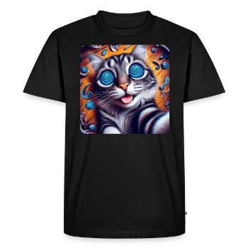 Cats Selfie, Weirdcore Nerd Photography Cat - Men's Premium Organic T-Shirt - black - Front - Nico (187cm)