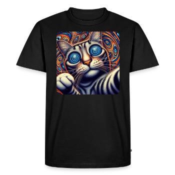 Cats Selfie, Weirdcore Nerd Photography Cat - Men's Premium Organic T-Shirt - black - Front - Nico (187cm)