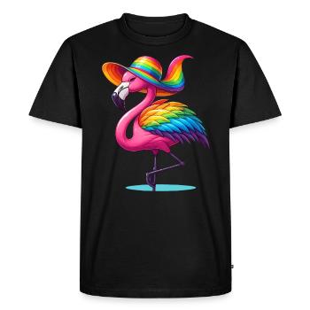 Flamingo Arc-en-ciel, Flamingay Animal gay LGBTQ - T-shirt Premium bio Homme - noir - Devant - Nico (187cm)