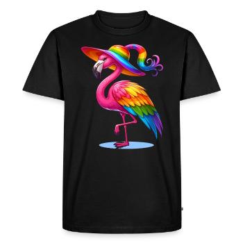Flamingo Arc-en-ciel, Flamingay Animal gay LGBTQ - T-shirt Premium bio Homme - noir - Devant - Nico (187cm)