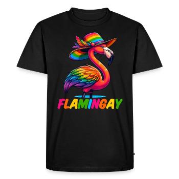 Flamingo Arc-en-ciel, Flamingay Animal gay LGBTQ - T-shirt Premium bio Homme - noir - Devant - Nico (187cm)