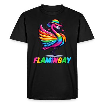 Flamingo Arc-en-ciel, Flamingay Animal gay LGBTQ - T-shirt Premium bio Homme - noir - Devant - Nico (187cm)