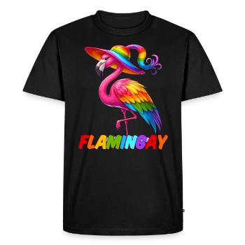 Flamingo Arc-en-ciel, Flamingay Animal gay LGBTQ - T-shirt Premium bio Homme - noir - Devant - Nico (187cm)