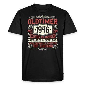Born in 1946, born in 1946, born in 1946 - Men's Premium Organic T-Shirt - black - Front - Nico (187cm)