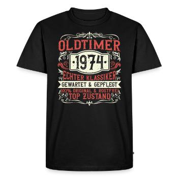 Né en 1974, né en 1974, né en 1974 - T-shirt Premium bio Homme - noir - Devant - Nico (187cm)