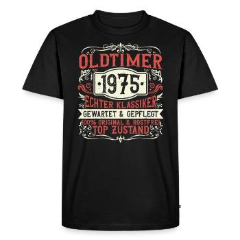 Né en 1975, né en 1975, né en 1975 - T-shirt Premium bio Homme - noir - Devant - Nico (187cm)