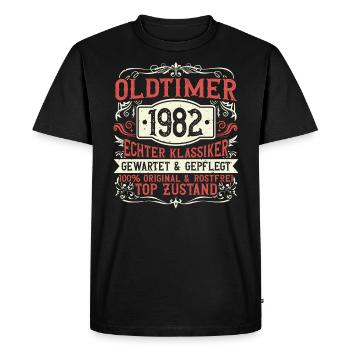 Né en 1982, né en 1982, né en 1982 - T-shirt Premium bio Homme - noir - Devant - Nico (187cm)