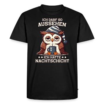 J’ai le droit d’avoir l’air d’avoir un quart de nuit, - T-shirt Premium bio Homme - noir - Devant - Nico (187cm)