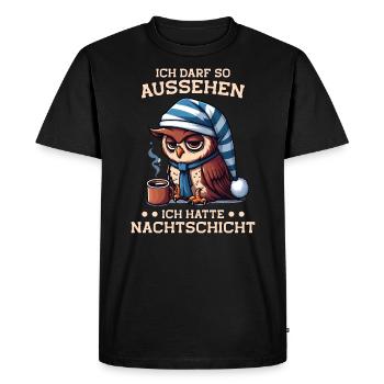 J’ai le droit d’avoir l’air d’avoir un quart de nuit, - T-shirt Premium bio Homme - noir - Devant - Nico (187cm)