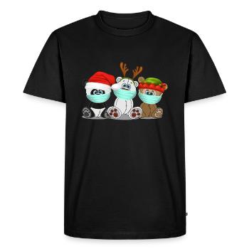 Xmas grizzly polar panda bear with face mask - Men's Premium Organic T-Shirt - black - Front - Nico (187cm)