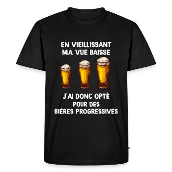 bières progressives cadeau jeux de mots pour papa - T-shirt Premium bio Homme - noir - Devant - Nico (187cm)