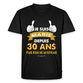 Cadeau De Mariage 30 ans Cadeau Epoux - T-shirt Premium bio Homme - noir - Devant - Nico (187cm)