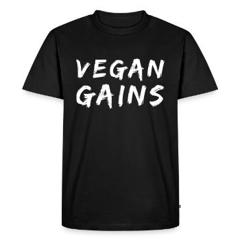 Gains végétaliens - T-shirt Premium bio Homme - noir - Devant - Nico (187cm)