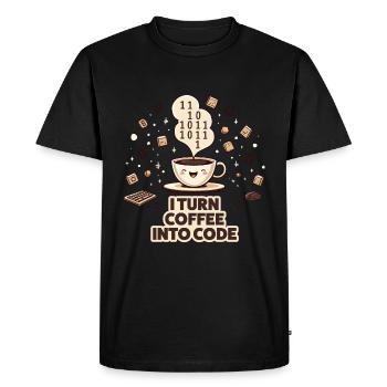 Coffee to Code: Programmer-Style - Men's Premium Organic T-Shirt - black - Front - Nico (187cm)
