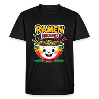 Ramen Around - Funny Ramen Noodle Illustration - Men's Premium Organic T-Shirt - black - Front - Nico (187cm)
