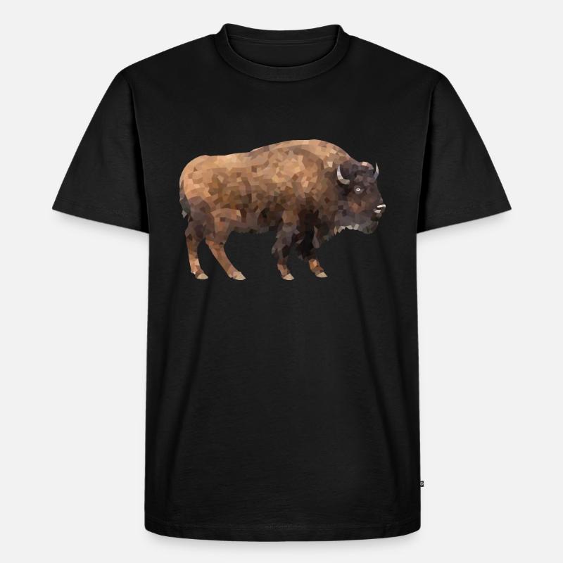 Bison - Männer Premium Bio T-Shirt - Schwarz