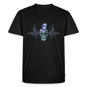 Heartbeat Skater Skateboard Skull Skull - Men's Premium Organic T-Shirt - black - Front - Nico (187cm)