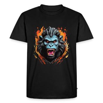 angry baboon with long teeth - Men's Premium Organic T-Shirt - black - Front - Nico (187cm)