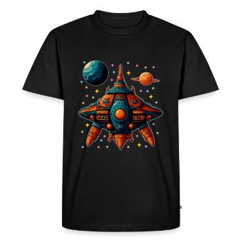 Soucoupe volante de vaisseau spatial imaginative - T-shirt Premium bio Homme - noir - Devant - Nico (187cm)