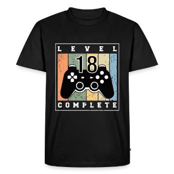18e anniversaire Niveau 18e anniversaire 18 ans Jeux - T-shirt Premium bio Homme - noir - Devant - Nico (187cm)