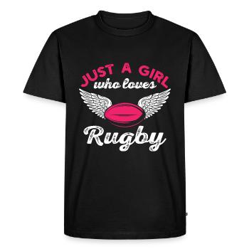 Just A Girl Who Loves Rugby - T-shirt Premium bio Homme - noir - Devant - Nico (187cm)