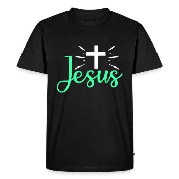 Crucifix Jesus - Men's Premium Organic T-Shirt - black - Front - Nico (187cm)