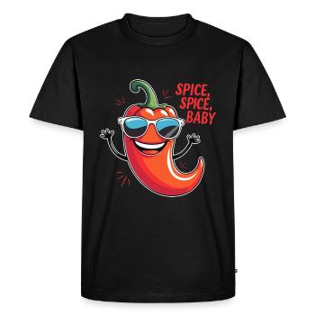 Cool chili with sunglasses - Spice, Spice, Baby - Men's Premium Organic T-Shirt - black - Front - Nico (187cm)