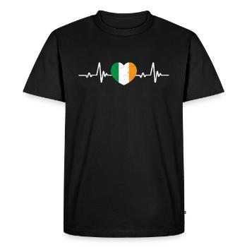 Irlande Coeur Drapeau irlandais Rétro - T-shirt Premium bio Homme - noir - Devant - Nico (187cm)