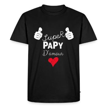 Super Papy D'Amour - T-shirt Premium bio Homme - noir - Devant - Nico (187cm)