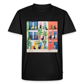 Ville Chatons Chaton Chat Miaou Miaou - T-shirt Premium bio Homme - noir - Devant - Nico (187cm)