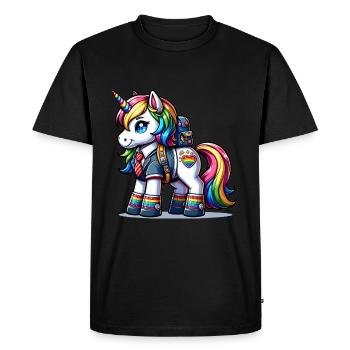 Licorne d’écolier mignon - T-shirt Premium bio Homme - noir - Devant - Nico (187cm)
