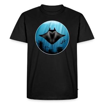 Raies manta et poissons - T-shirt Premium bio Homme - noir - Devant - Nico (187cm)