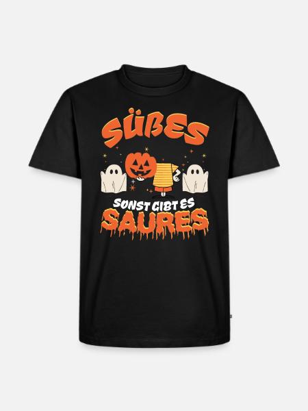 Halloween Süßes oder Saueres - Männer Premium Bio T-Shirt - Schwarz