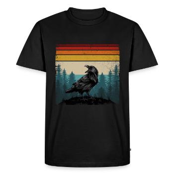 Retro colors raven crow bird crow raven bird - Men's Premium Organic T-Shirt - black - Front - Nico (187cm)