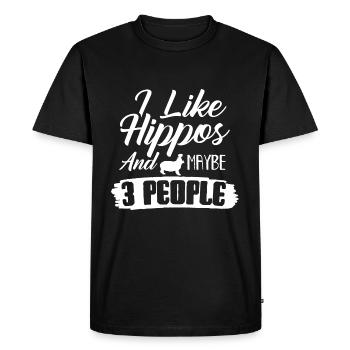 J’aime hippopotame hippopotame hippopotame Animal Afrique - T-shirt Premium bio Homme - noir - Devant - Nico (187cm)