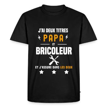 j'ai deux titres papa et bricoleur père bricolage - T-shirt Premium bio Homme - noir - Devant - Nico (187cm)