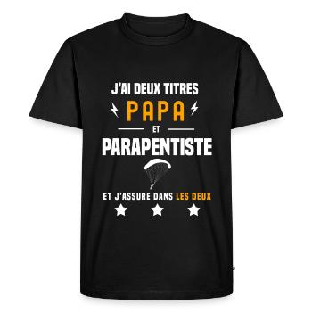 j'ai deux titres papa et parapentiste parapente - T-shirt Premium bio Homme - noir - Devant - Nico (187cm)